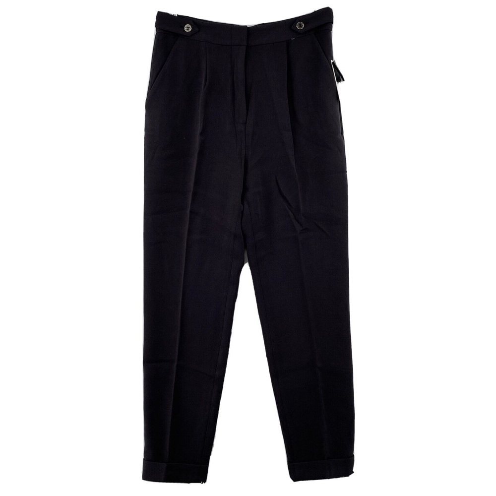 NWT Juicy Couture Black Label Pitch Black HW Ankle Cuffed Suiting Pant, Size 10